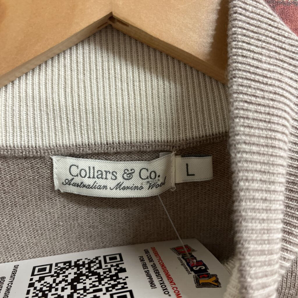 Collars & Co Merino Wool Quarter Zip Tan Size L