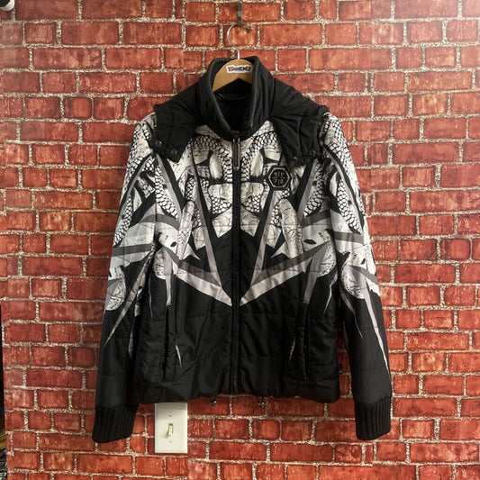 Philipp Plein Homme Printed Puffer Jacket black Size M