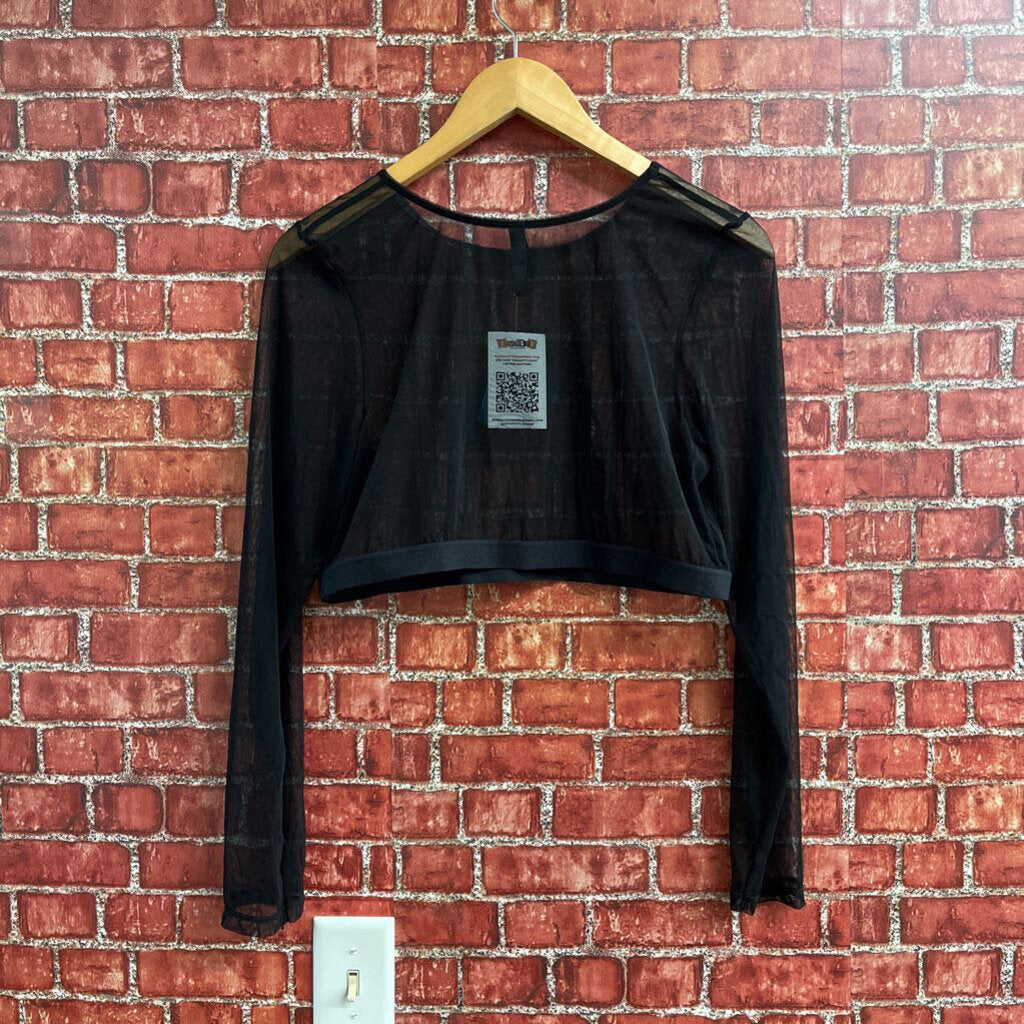 Torrid Curve Sheer Crop Long Sleeve Black Size 2XL