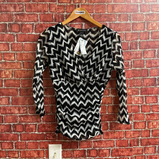 INC Chevron Stripe LS Sheer Top Size Medium