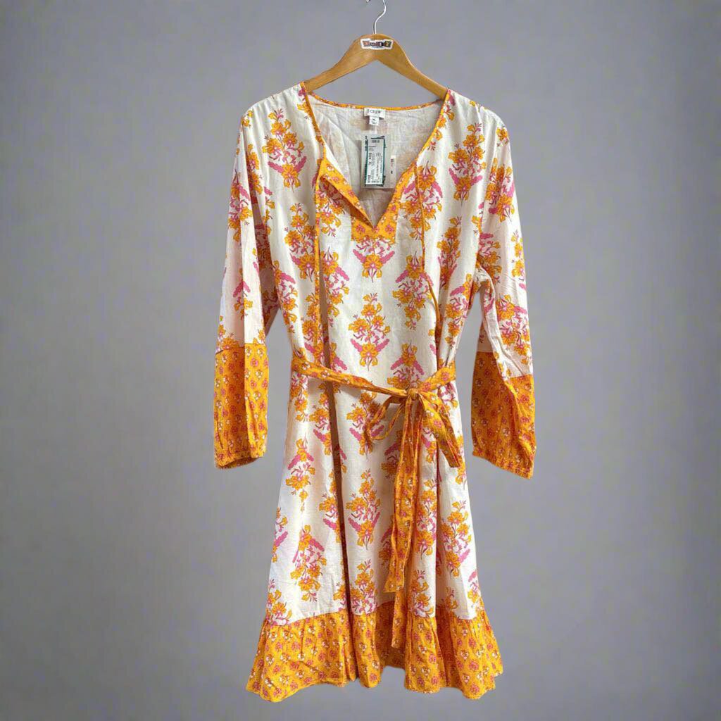 NWT J Crew Long Sleeve Midi Dress Floral Size XL