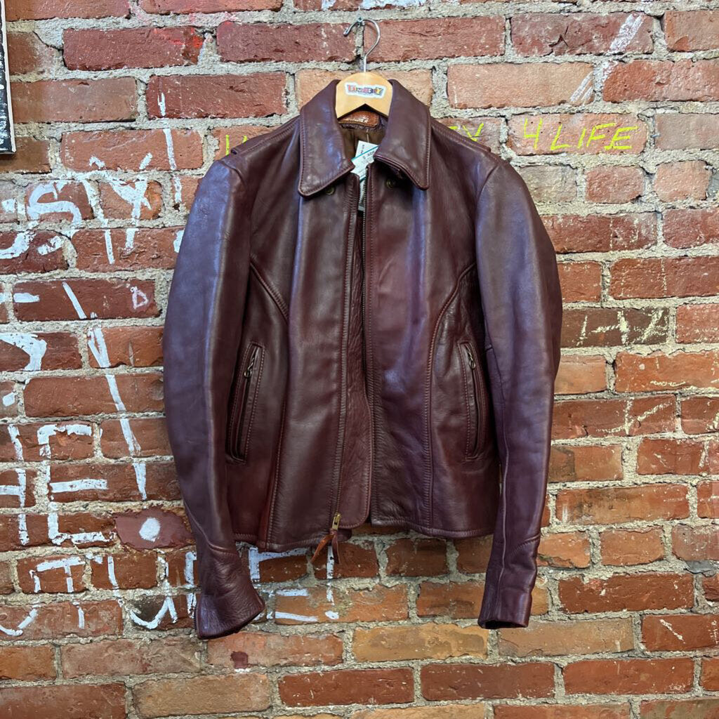 Vintage Tunstall Leather Jacket Moto Style Size Small