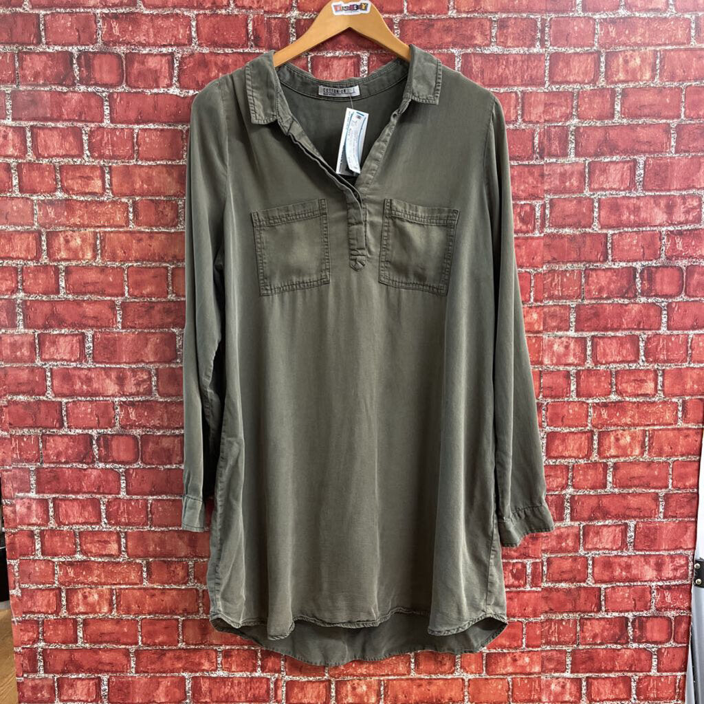 Cotton On Long Sleeve Mini Dress Green Size Large