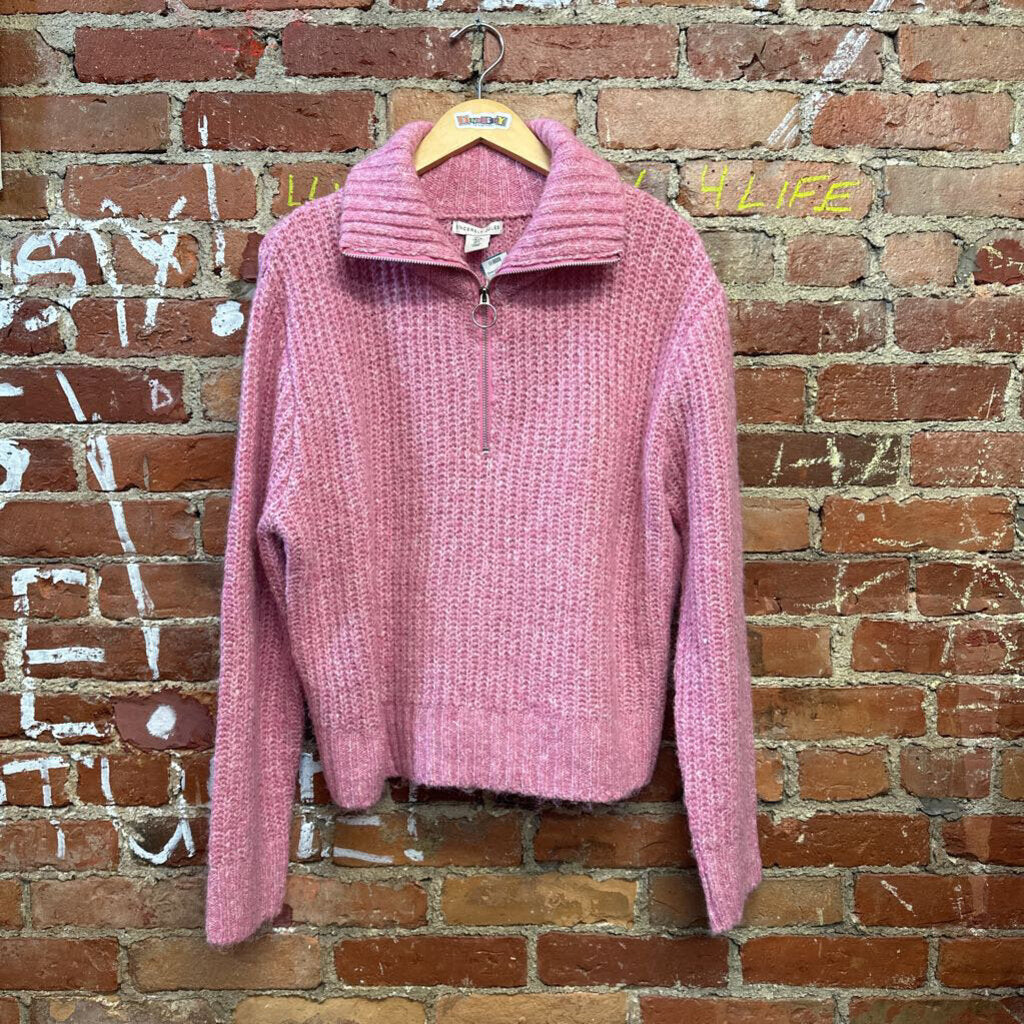 Sincerely Jules Half Zip Sweater Pink L