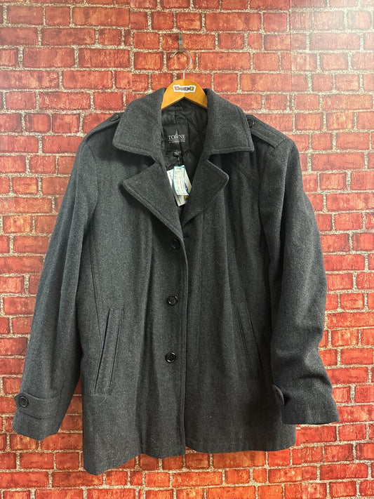 Towne By London Fog Wool Coat Grey Large