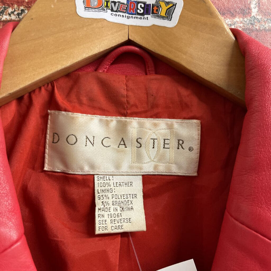 Vintage Doncaster Red Leather Jacket Size 8