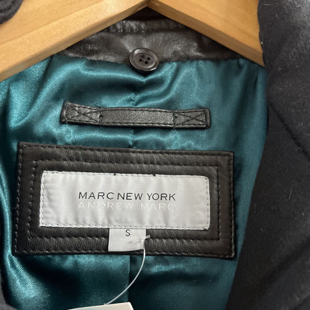 Marc New York Leather Jacket Hoodie Black Size S