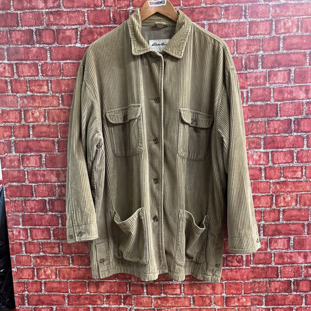 Eddie Bauer Cord Chore Jacket Tan Size XL