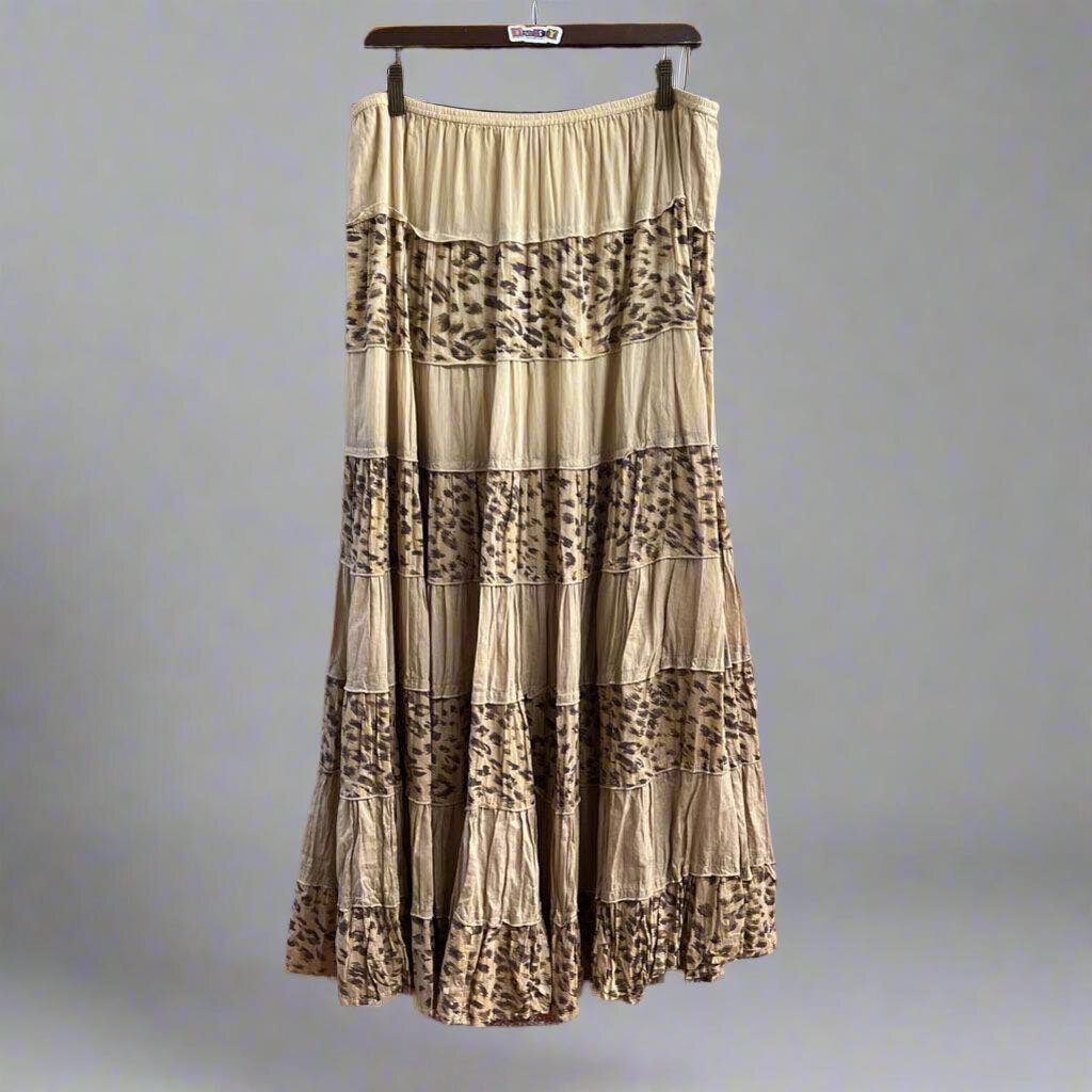 Style & Co Cheetah Maxi Skirt Tan Size Large