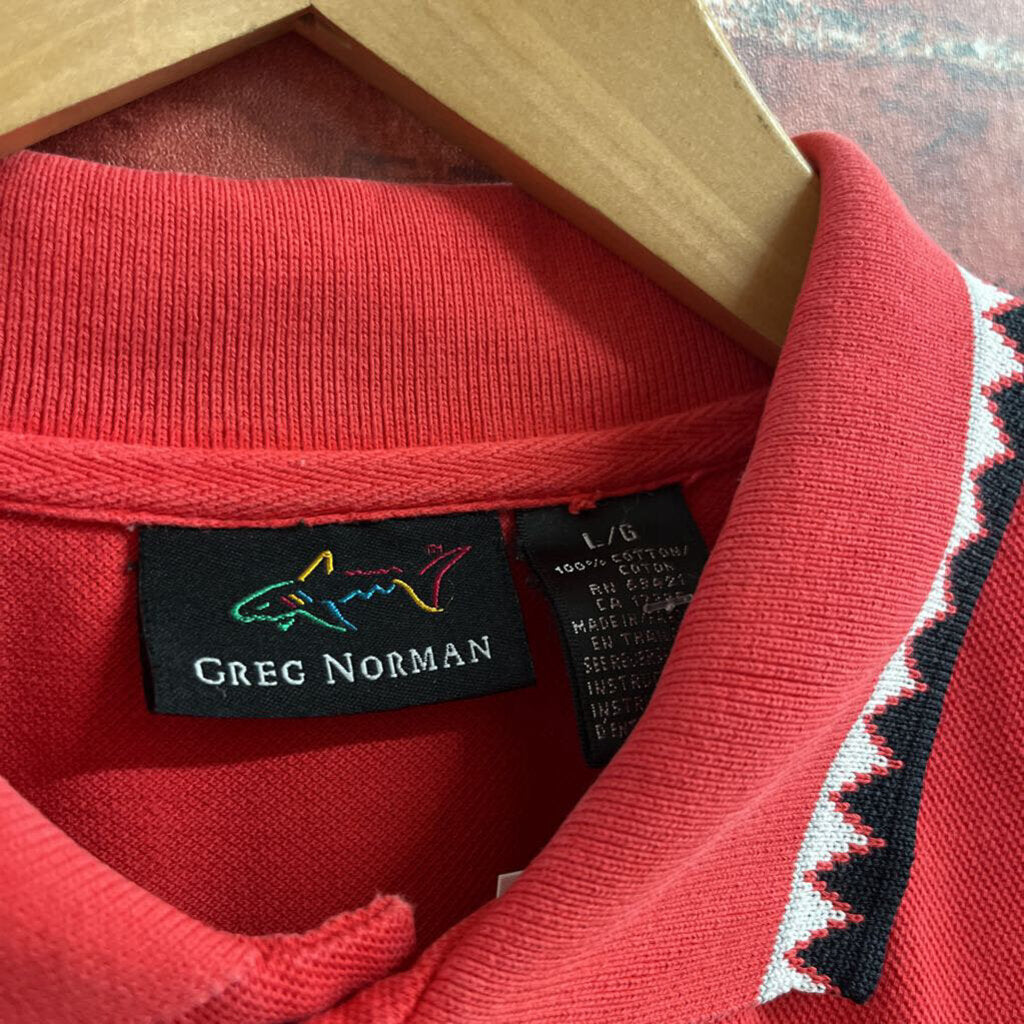 Greg Norman VTG Long Sleeve Polo Red Size Large