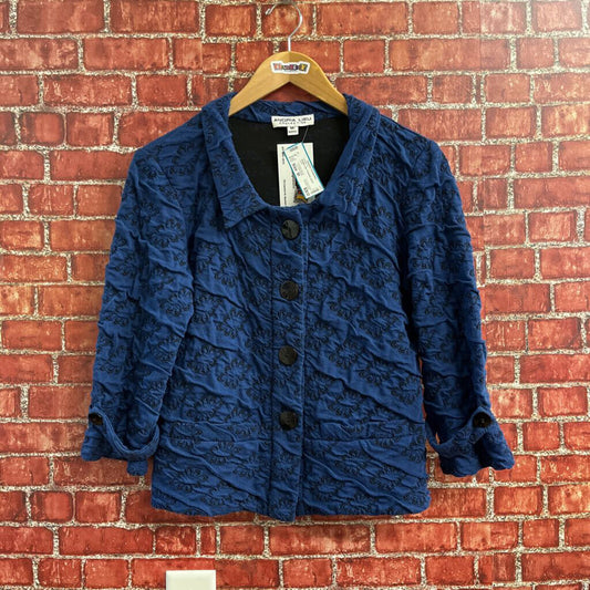 Andria Lieu Textured Jacket Blue Size M