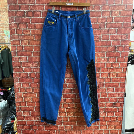 Vintage 90s Exhaust Patchwork Jeans Blue Size 31