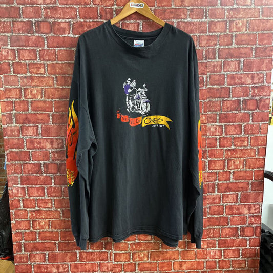 Vintage 90s Biker Long Sleeve tee Black Size XXXL