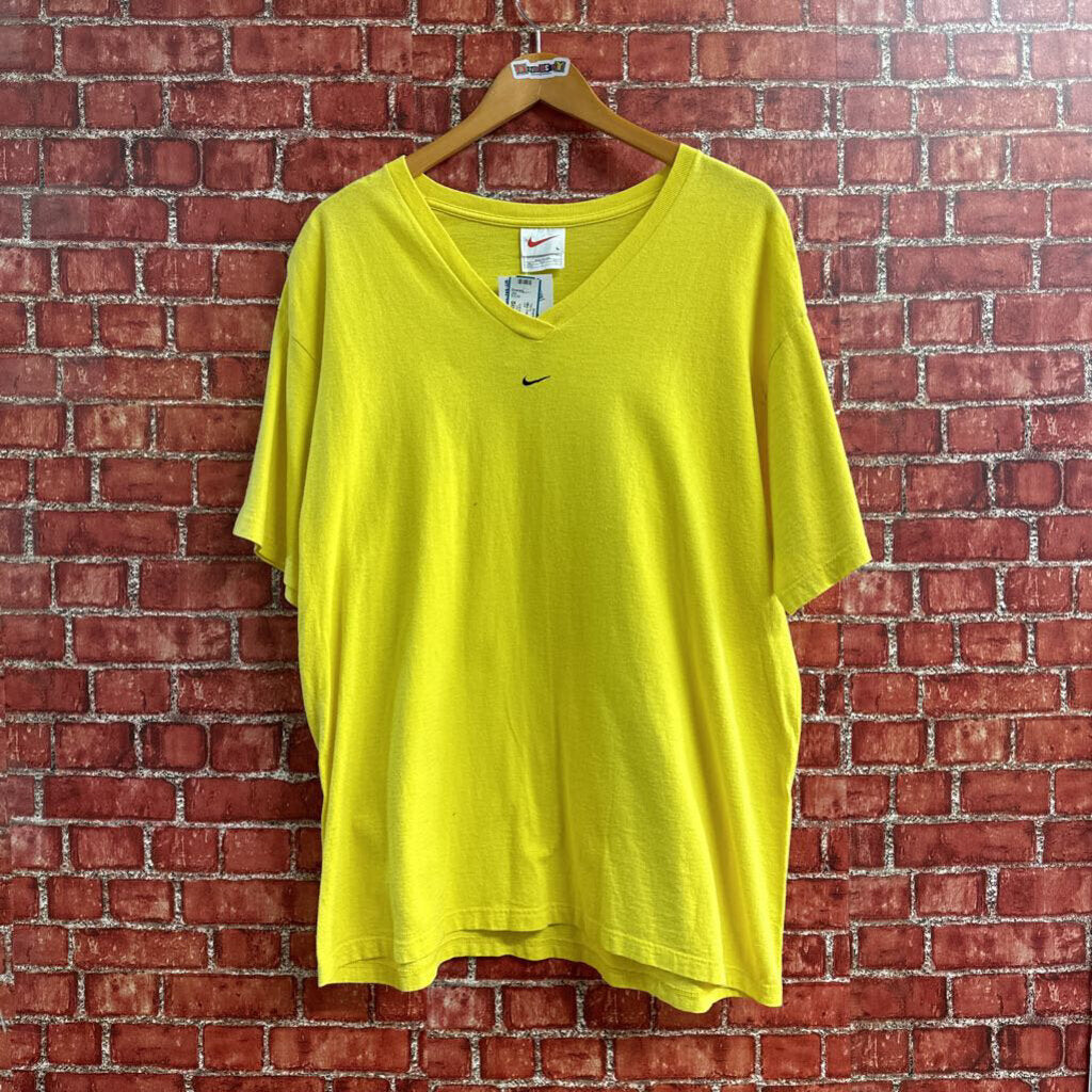 Nike Center Swoosh V Neck Tee Yellow Size L