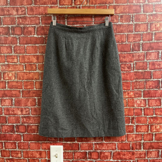 Vintage Briggs Petites Wool Midi Skirt Grey Size 2