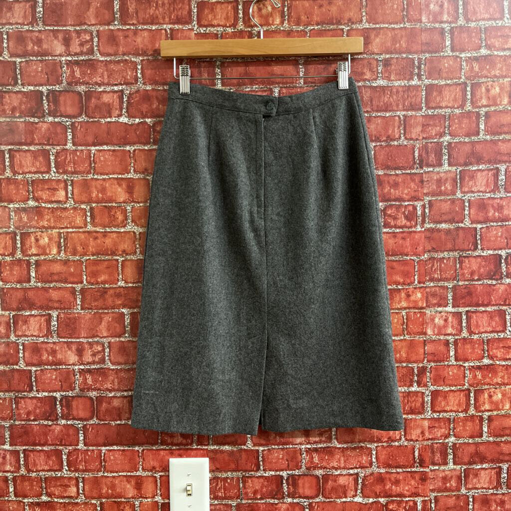 Vintage Briggs Petites Wool Midi Skirt Grey Size 2