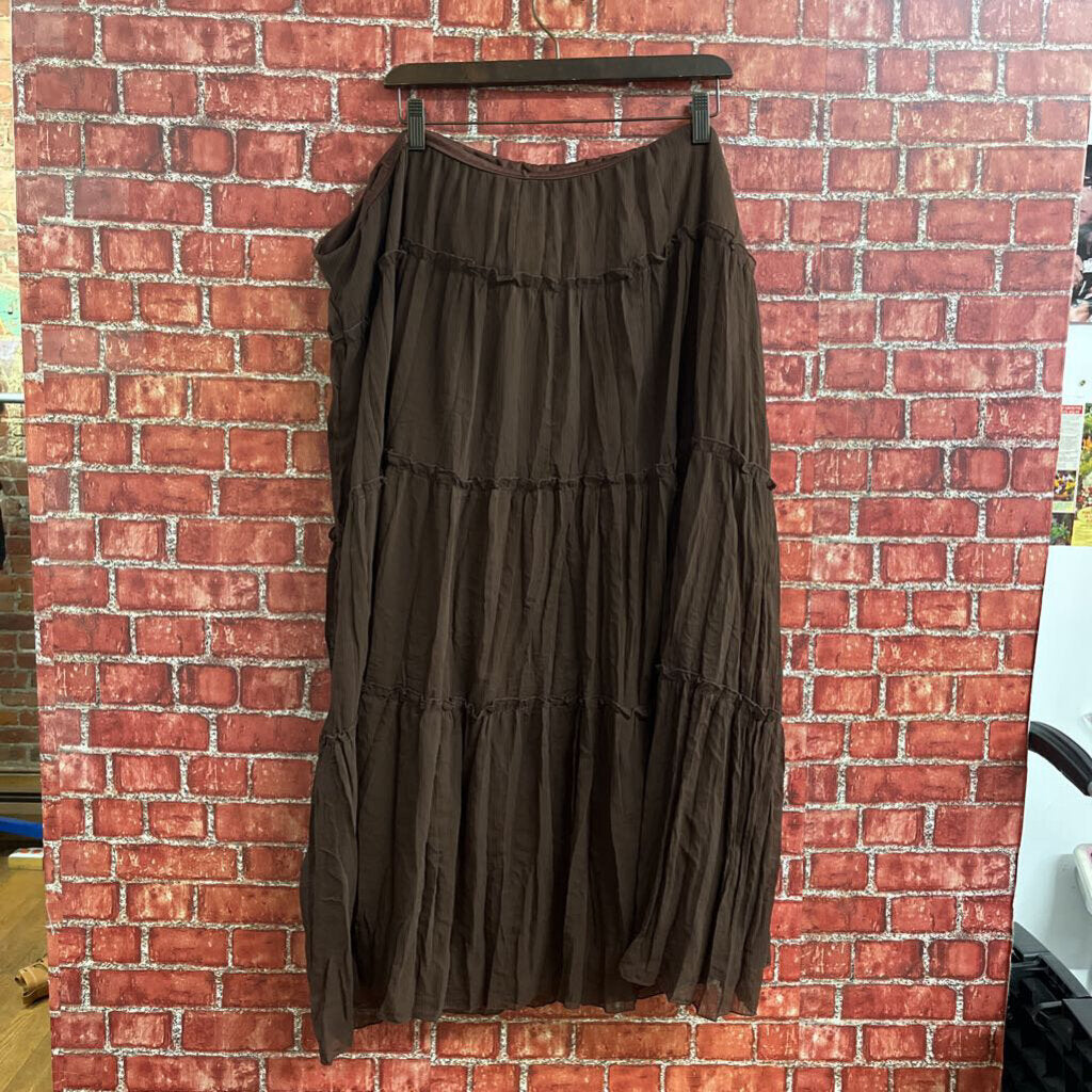 Studio 1940 Tiered Midi Skirt Brown Size 26/28W