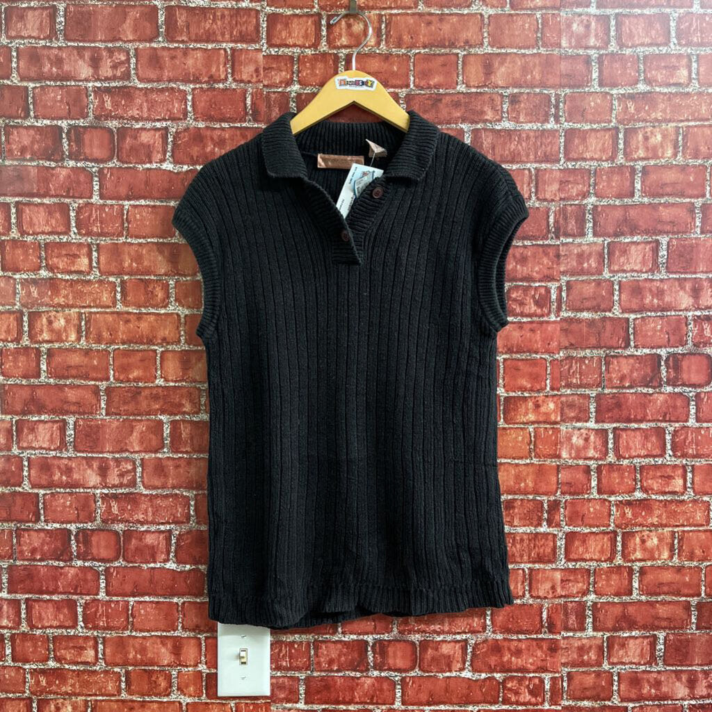 Vintage Henry Grethel Knit Sleeveless Polo Black Size L