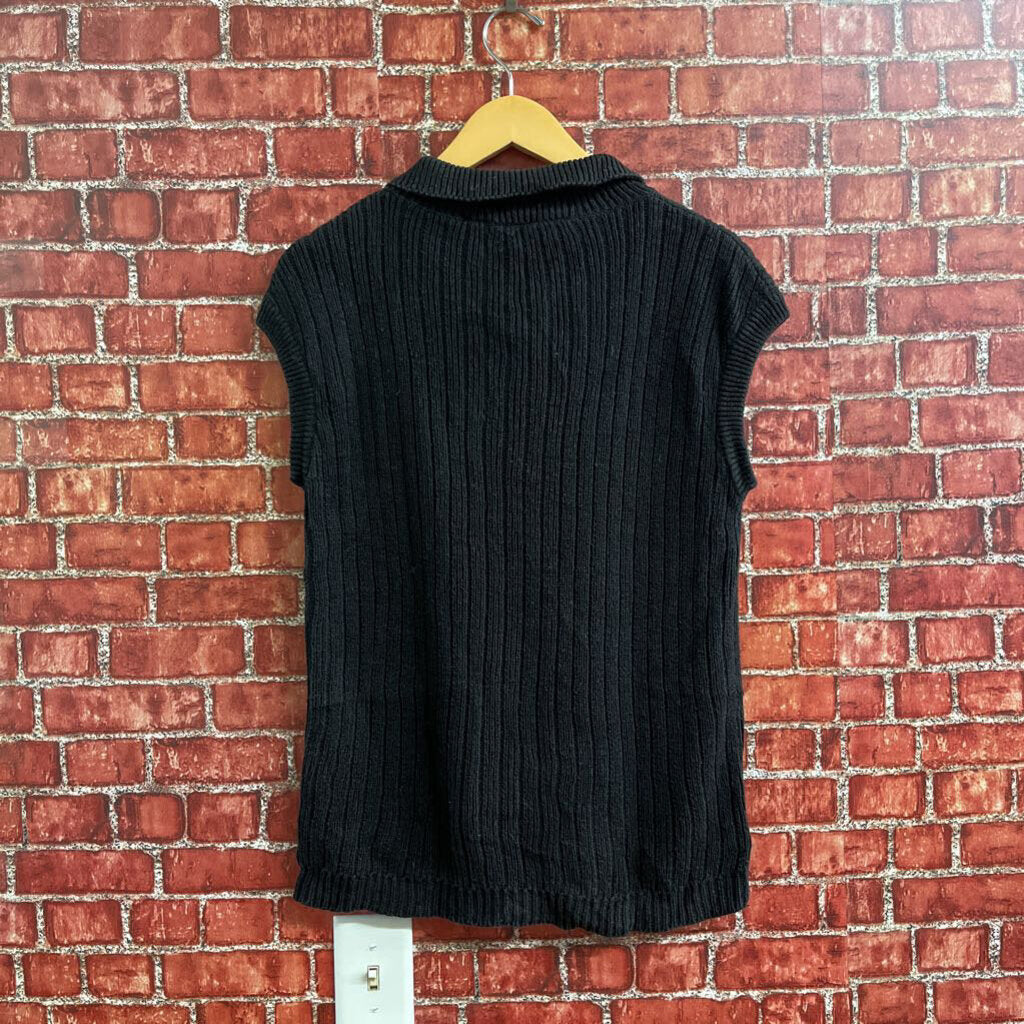 Vintage Henry Grethel Knit Sleeveless Polo Black Size L