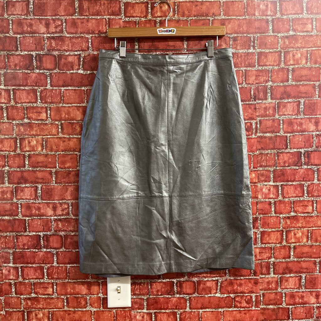 Santa Fe Leather Midi Skirt Silver Size 16