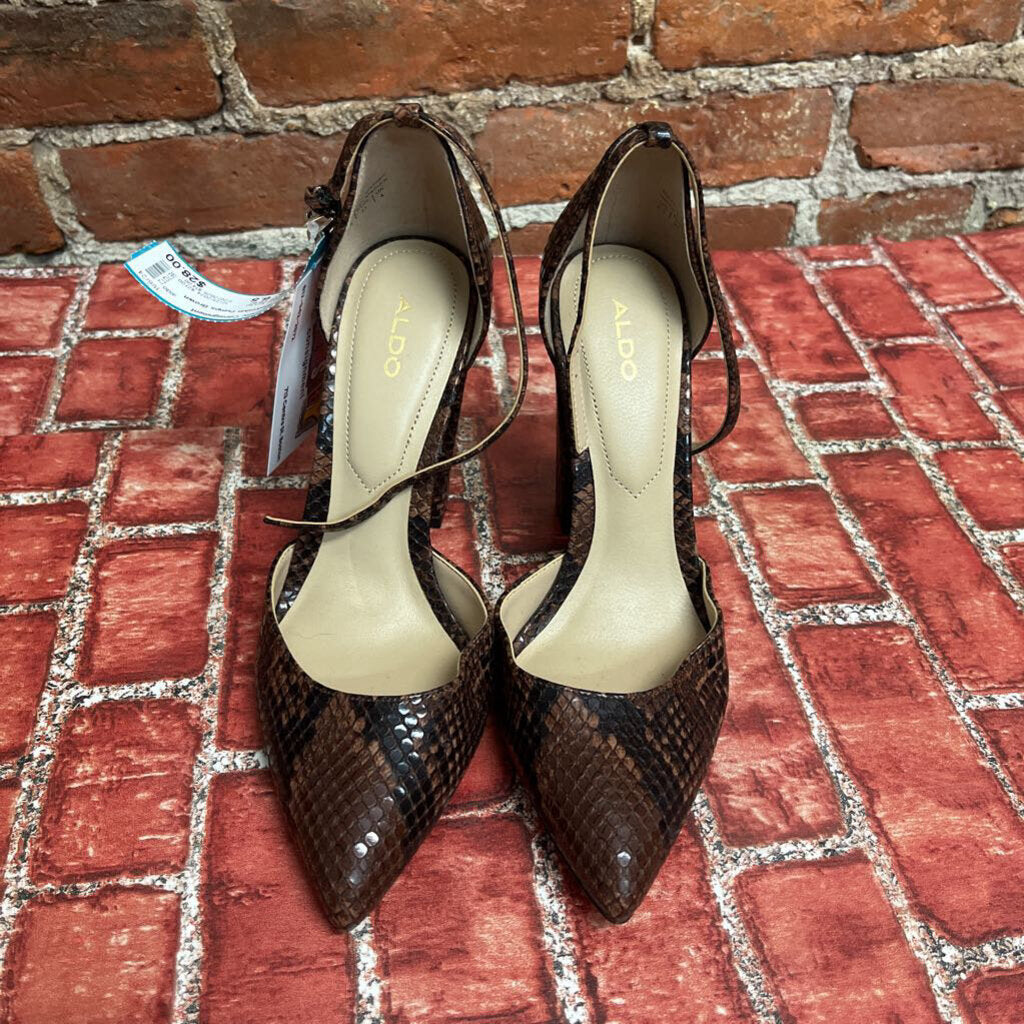 Aldo Snakeskin Pumps Brown Heels Size 6.5L