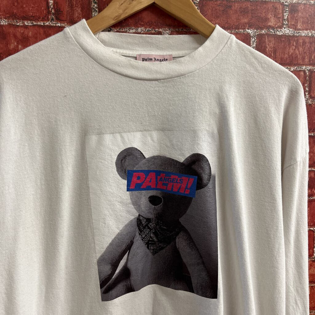 Palm Angels Teddy Bear Long Sleeve Tee White Size XXL