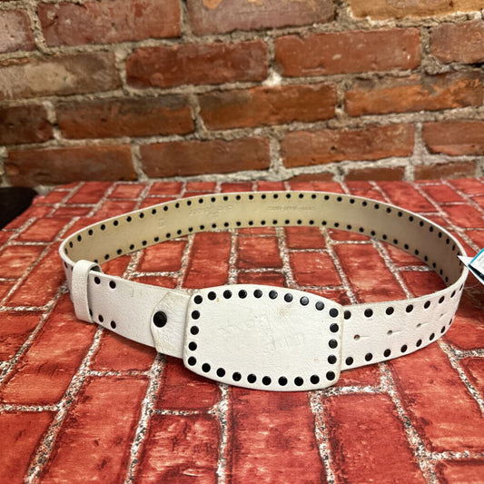 Cipo & Baxx Studded Leather Belt White Size 42