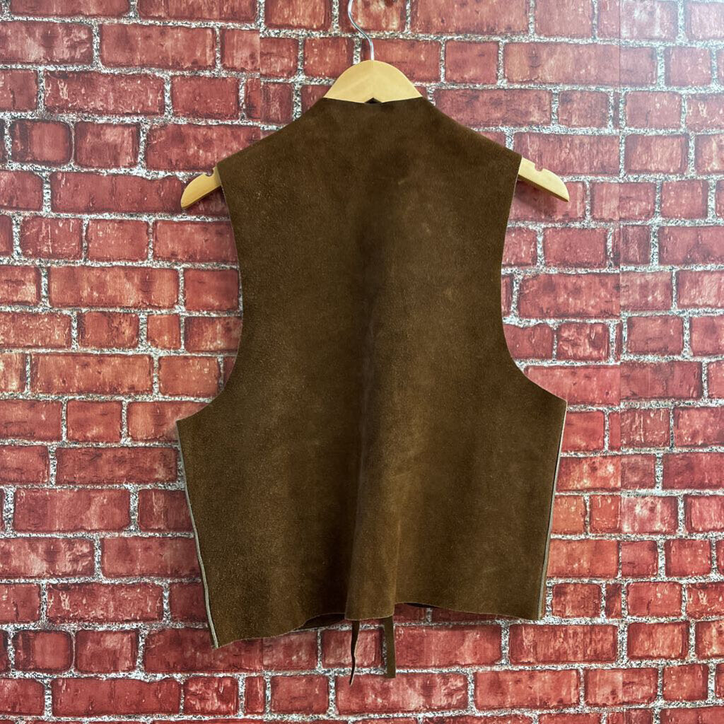 Vintage Suede and Cowhide Vest Brown Size S