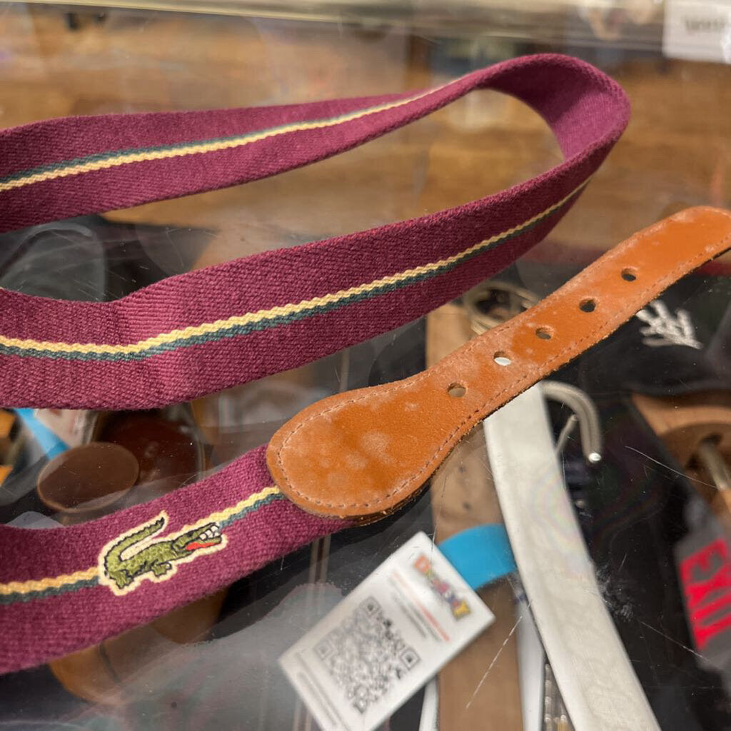 Vintage Izod Lacoste Maroon Belt Size 38