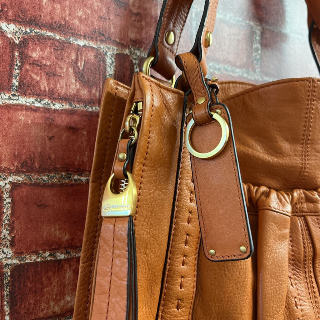 B Makowsky Leather Handbag Orange OS