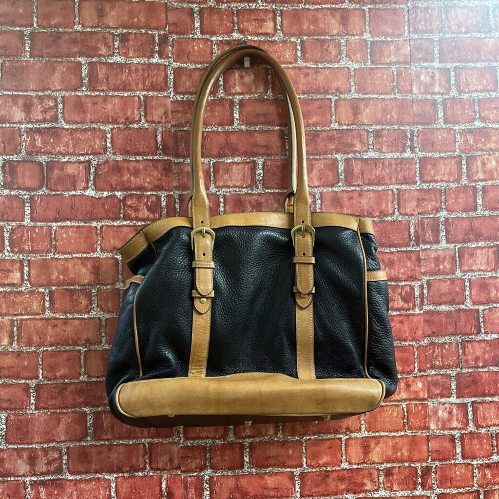 Ghurka Pebble Leather Handbag Black Brown