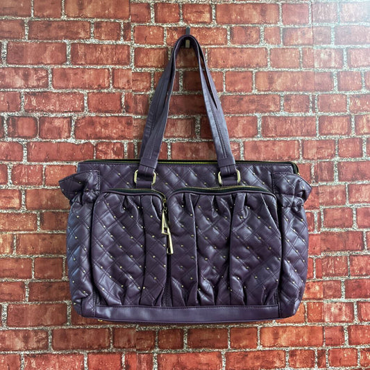 Quilted and Studded Handbag Purple