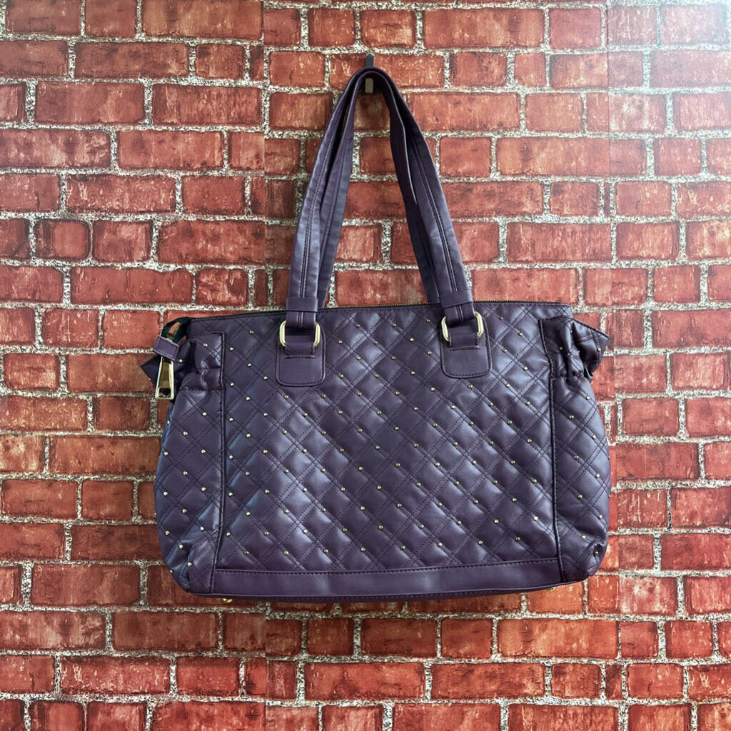 Quilted and Studded Handbag Purple