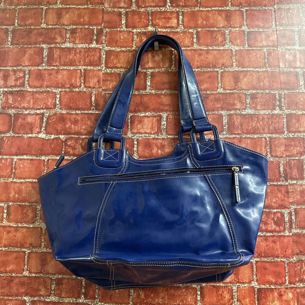 Maxx New York Patent Leather Handbag Blue