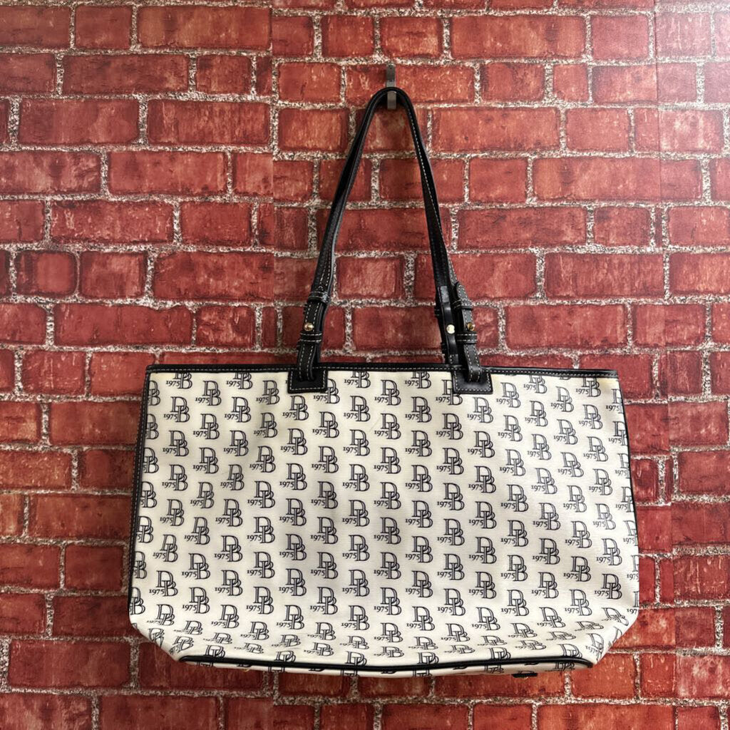 Dooney and Bourke Black White Leather Tote Bag