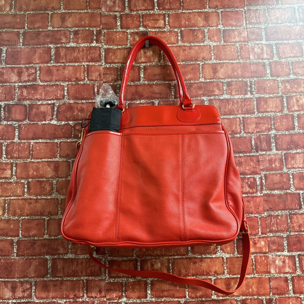 Isaac Mazrahi Live Red Leather Shoulder Bag