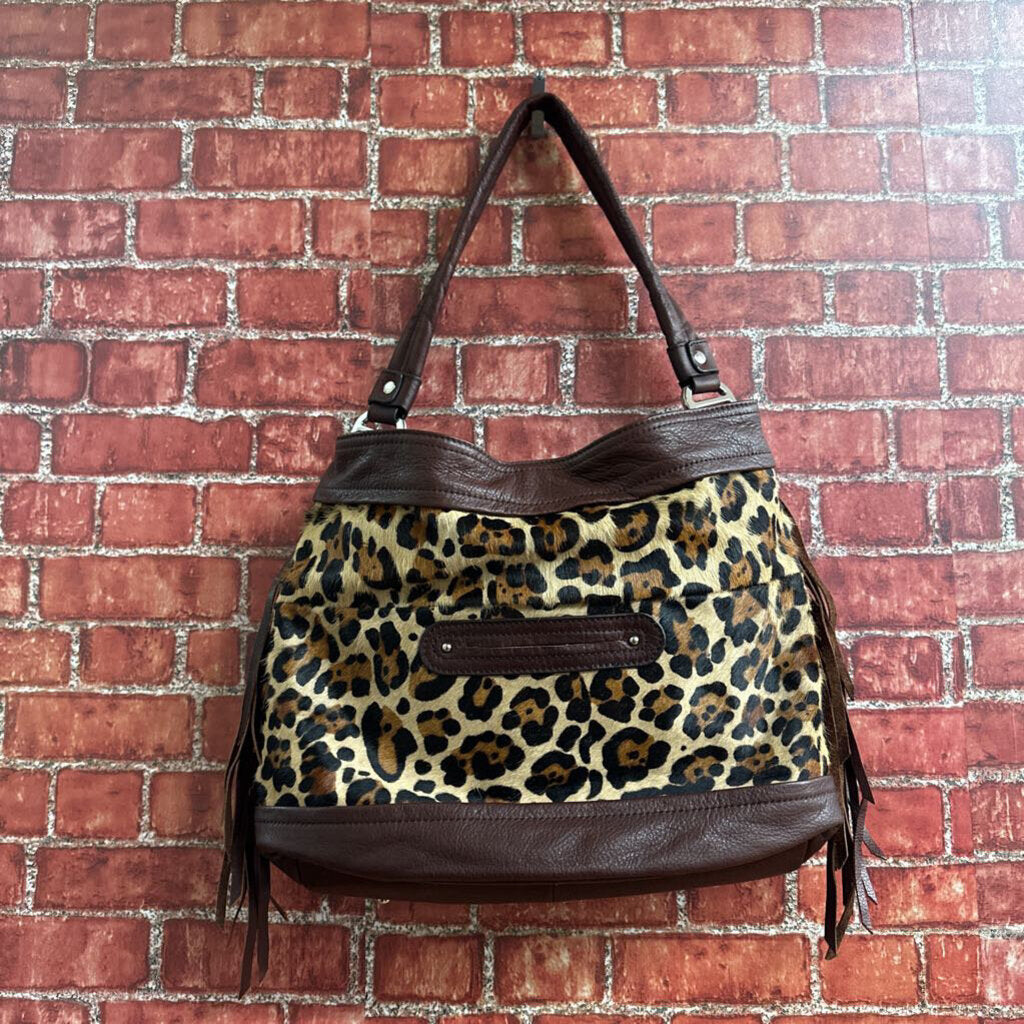 B. Makowski Cheetah Print Cow Hair Bag