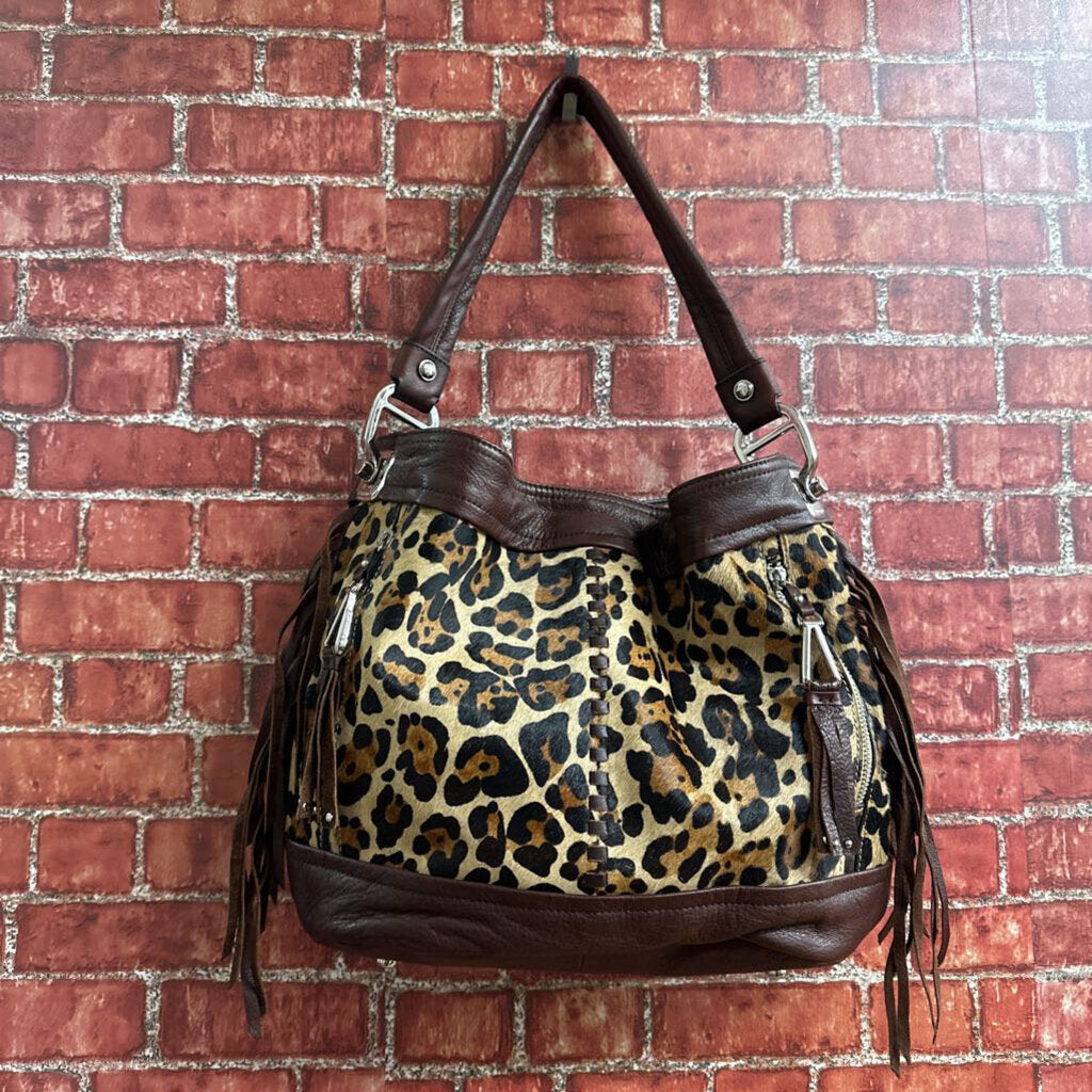 B. Makowski Cheetah Print Cow Hair Bag