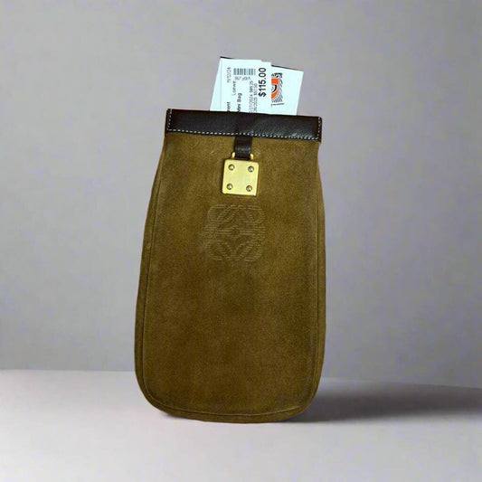 Loewe Camel Pouch Mini Bag Brown Suede