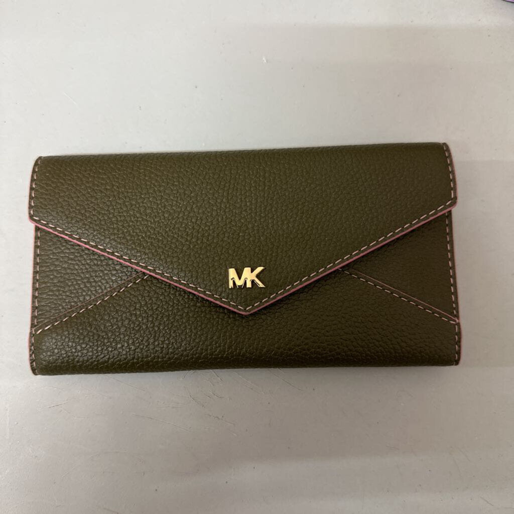 Michael Kors Green + Pink Leather Wallet