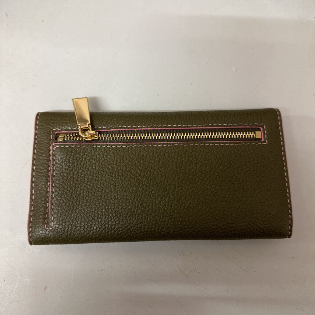 Michael Kors Green + Pink Leather Wallet