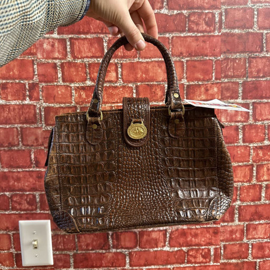 Vintage Brahmin Leather Crocodile Mini Bag Brown