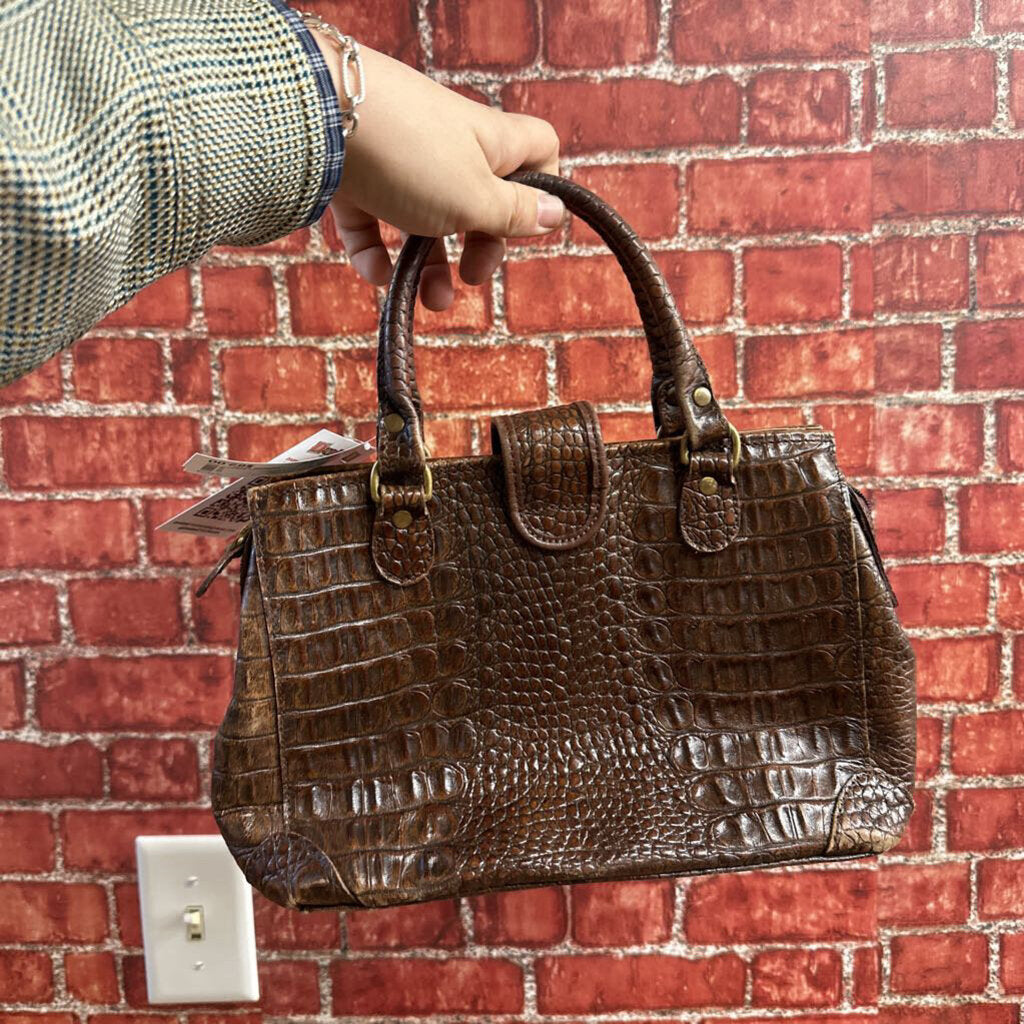 Vintage Brahmin Leather Crocodile Mini Bag Brown