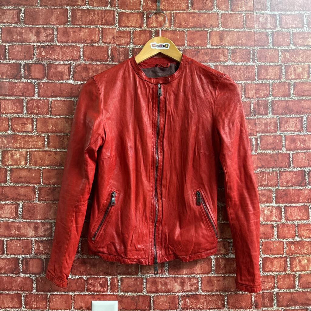 Giorgio Brato Leather Jacket Red Size 38