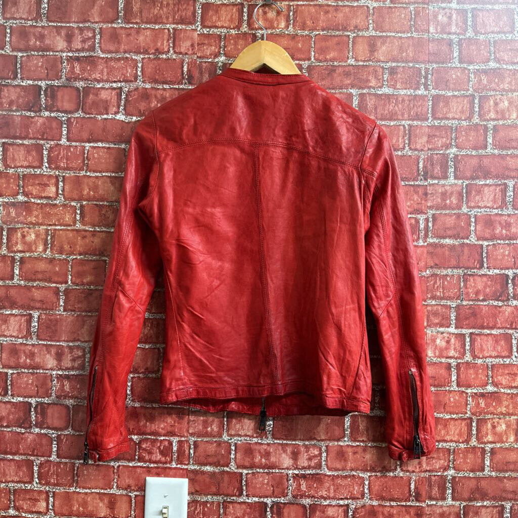 Giorgio Brato Leather Jacket Red Size 38