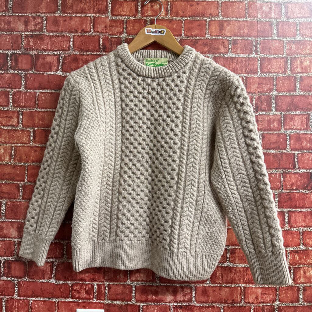 Shades of Aran Ireland Cable Knit Sweater Cream Size S