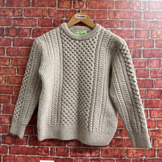 Shades of Aran Ireland Cable Knit Sweater Cream Size S