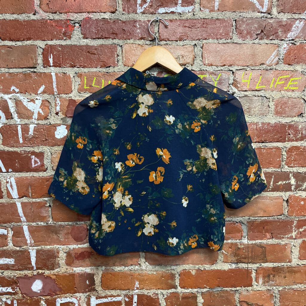 Wilfred Sheer Top Blue Floral Size XXS