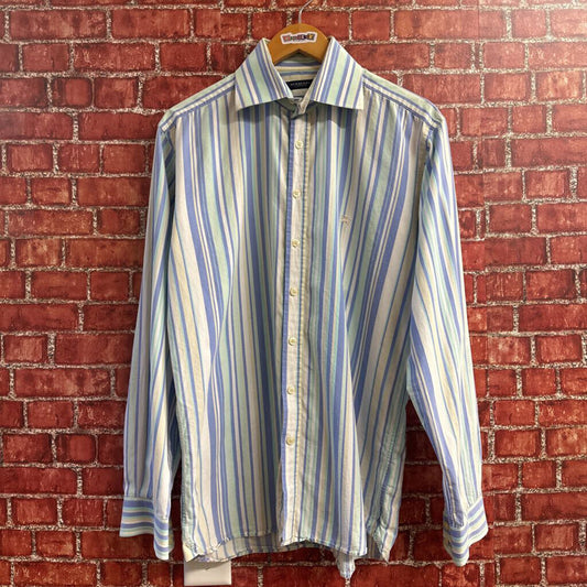 Burberry London Striped Button Down Blue Size M