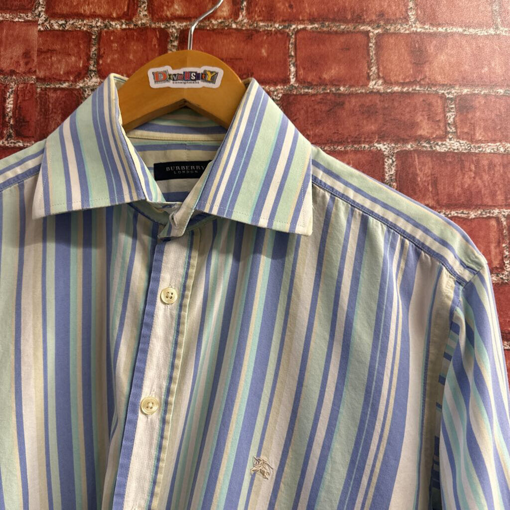 Burberry London Striped Button Down Blue Size M